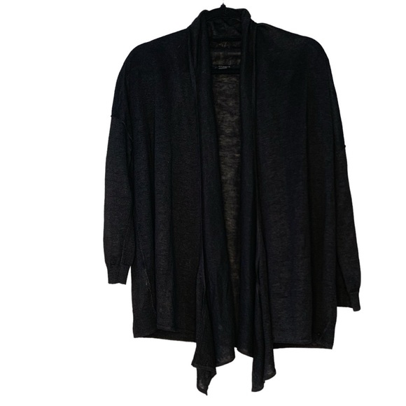 Ann Taylor black linen lightweight shrug cardigan‎ sweater. Size M - Picture 2 of 10